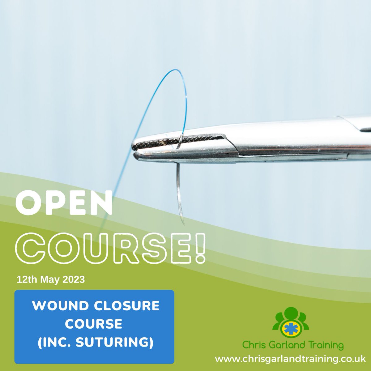 GarlandTraining's tweet photo. Our full day wound closure course includes training on the use of wound closure strips, surgical adhesive, staples and suturing. Join us on 12th May 2023, book here: https://t.co/LqsvGIuEJy #SutureTraining https://t.co/zpqk1eYnjj