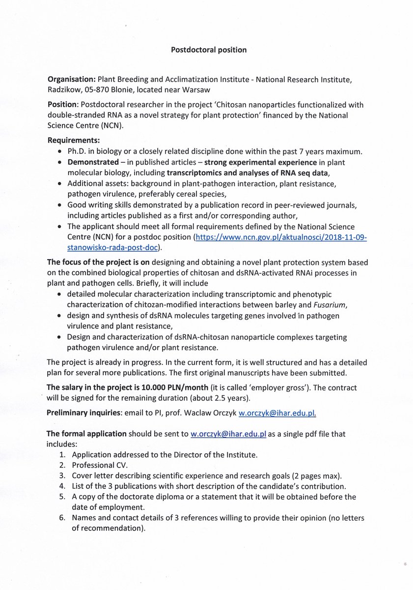 #postdoc job offer <a href="/IharPib/">IHAR-PIB</a> with fantastic group  leader! please RT 1/2