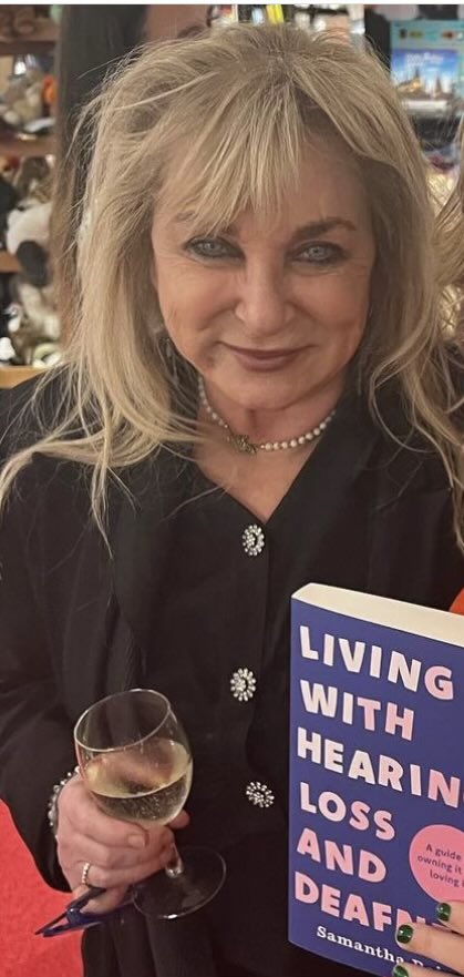 Not another gratis glass I hear my critics quietly wonder - but had to celebrate ⁦⁦@samanthabaines⁩ important book #livingwithhearingloss with interviews and info galore - rubbing discreet noses with excellent ⁦@thewhitmore⁩ ⁦⁦@PoppyDelbridge⁩ uplifted 2