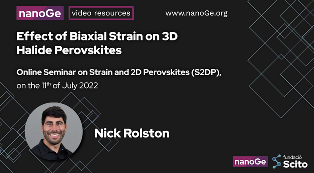 nanoGe_Conf's tweet photo. 🔷"Effect of Biaxial Strain on 3D Halide Perovskites" was a talk given by Nick Rolston (@ASU) for the Online Seminar on Strain and 2D Perovskites (#S2DP) #nanoGeVideos
▶️Watch it FREE here:
https://t.co/6EEr5wVZet https://t.co/h0OIiD4wvH