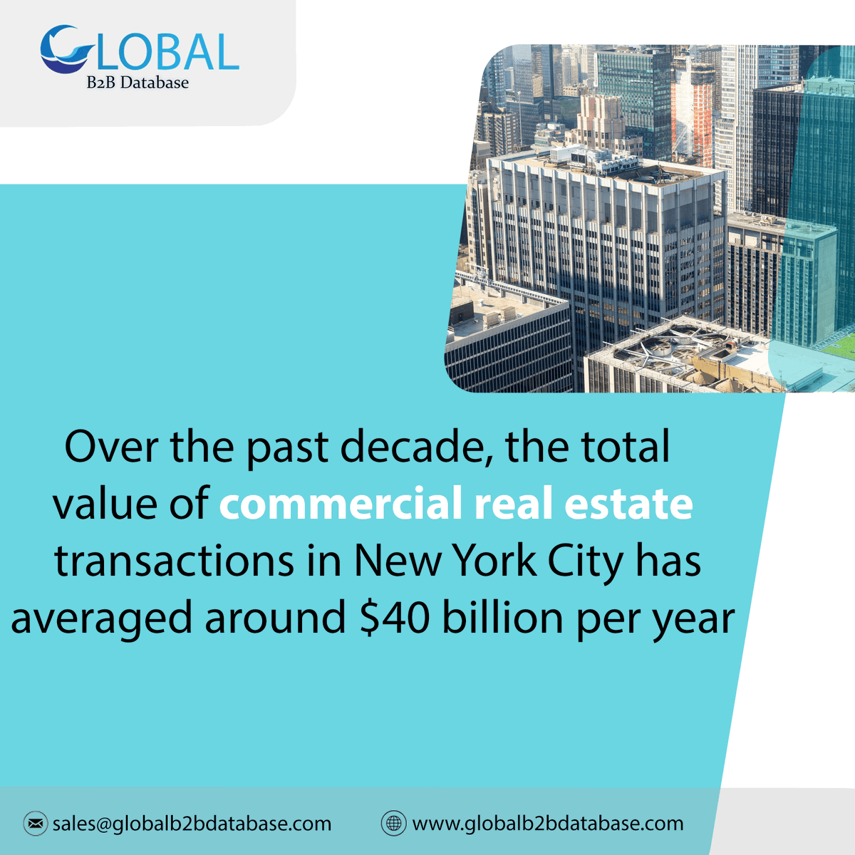DatabaseB2b's tweet image. New York Commercial Real Estate Database
For more information,globalb2bdatabase.com or contact us at sales@globalb2bdatabase.com
#NYCRealEstate #CommercialRealEstate #InvestmentOpportunities #businessspace #leasing