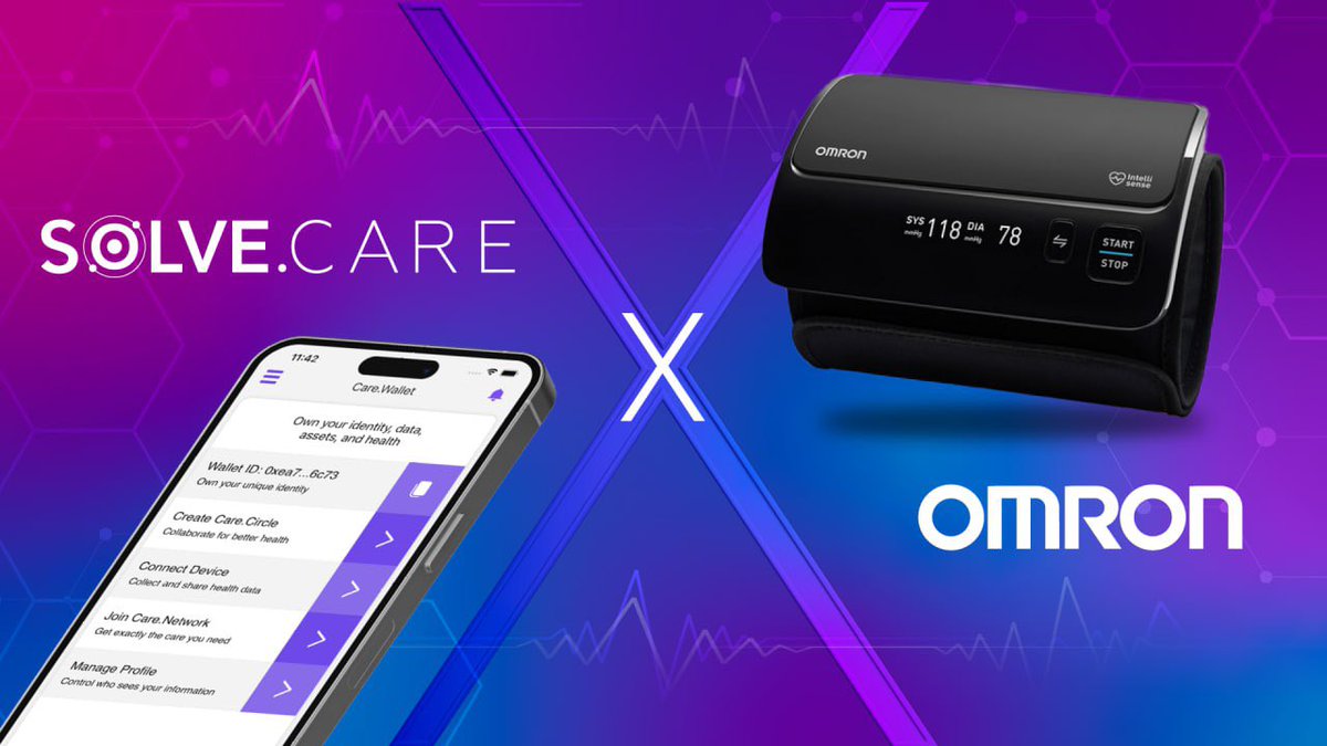 InyeneobongC's tweet photo. #PartnershipUpdate 

@OmronHealthUS is now part of the @Solve_Care ecosystem 🥳.

The Omron Evolve® BP7000 blood pressure monitor will be integrated with #CareWallet, and readings will be saved immediately in the user's #CareVault. 

#SolveCare $SOLVE #healthcare #blockchain https://t.co/NnIu8Ezu3A