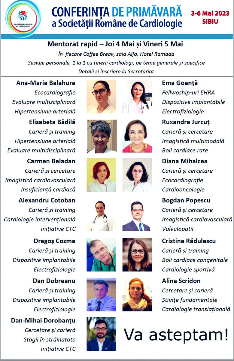 SRCCardio's tweet photo. O oportunitate de neratat pentru tinerii #cardiologi - Mentorat Rapid! #GLC23  #Congress https://t.co/rXEYDBUFxM