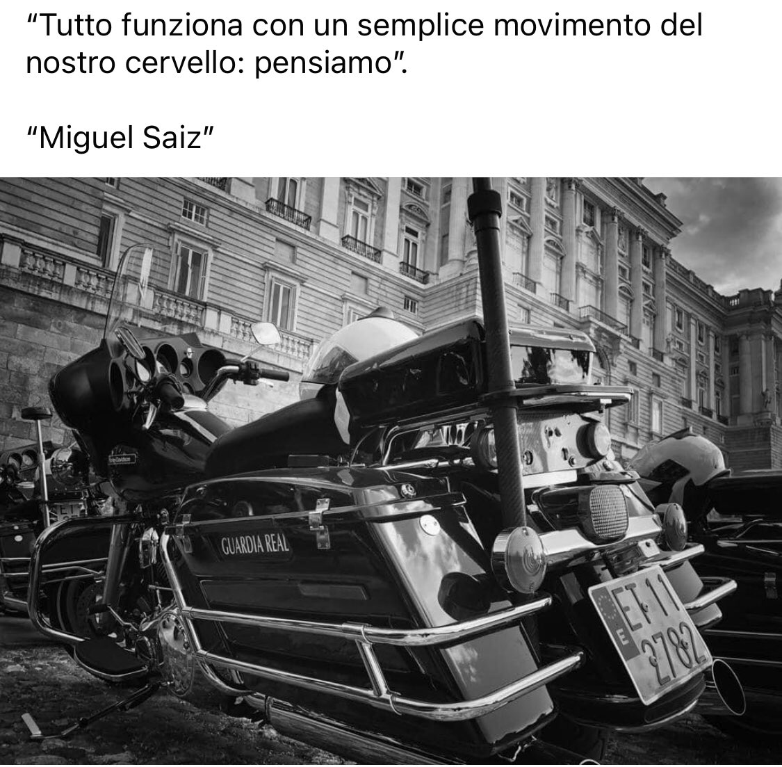 gobanillas's tweet photo. #royalguard #harleydavidson #guardiareale #guardiareal #royalpalace #palazzo #palazzoreale #palacioreal #Madrid #bnwphotography #blackandwhite #blackandwhitephoto #blackandwhitephotography #BlackAndWhitePhotograpy #blancoynegro #bnw #poem #parole #poema #poesía #poesia #poesie https://t.co/WjzIfoDmfp