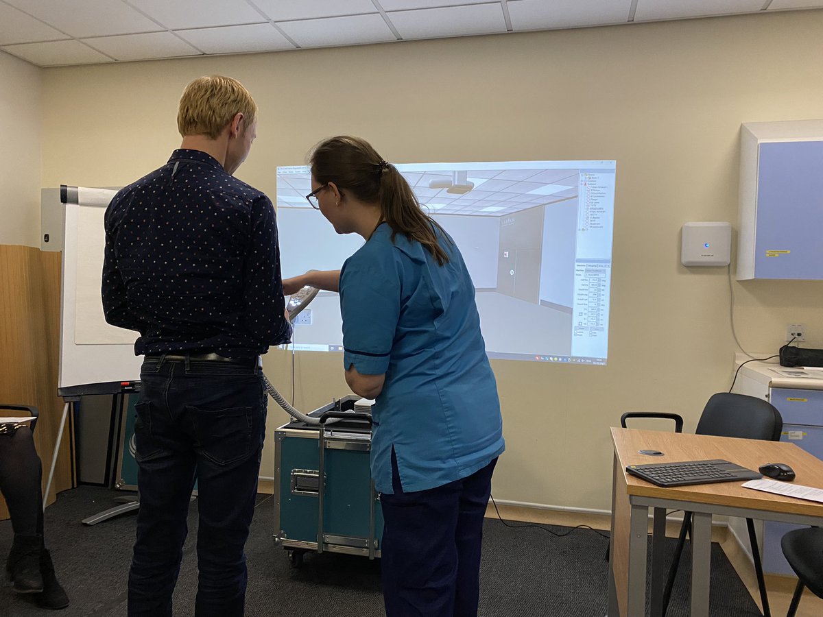 Was lovely to have <a href="/peteahped/">Peter Glover</a> in Tayside yesterday to experience the VERT system and consider all things simulation based learning with the <a href="/TAYRadiotherapy/">NHS Tayside Radiotherapy Department (Level 2)</a> team. Amazing use with students, staff, international recruits, return to practice candidates and patients. <a href="/NESnmahp/">NESnmahp</a>