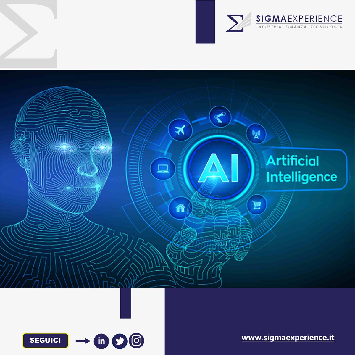 sigmaexperience's tweet photo. 🎯Nata come disciplina scientifica a metà del secolo scorso, l’intelligenza artificiale viene oggi indicata dagli analisti del settore come una grande sfida tecnologica che può aprire nuovi scenari per le imprese.
📍Per saperne di più clicca qui: https://t.co/ciBRHOzTZW https://t.co/sd4mGyQLWd