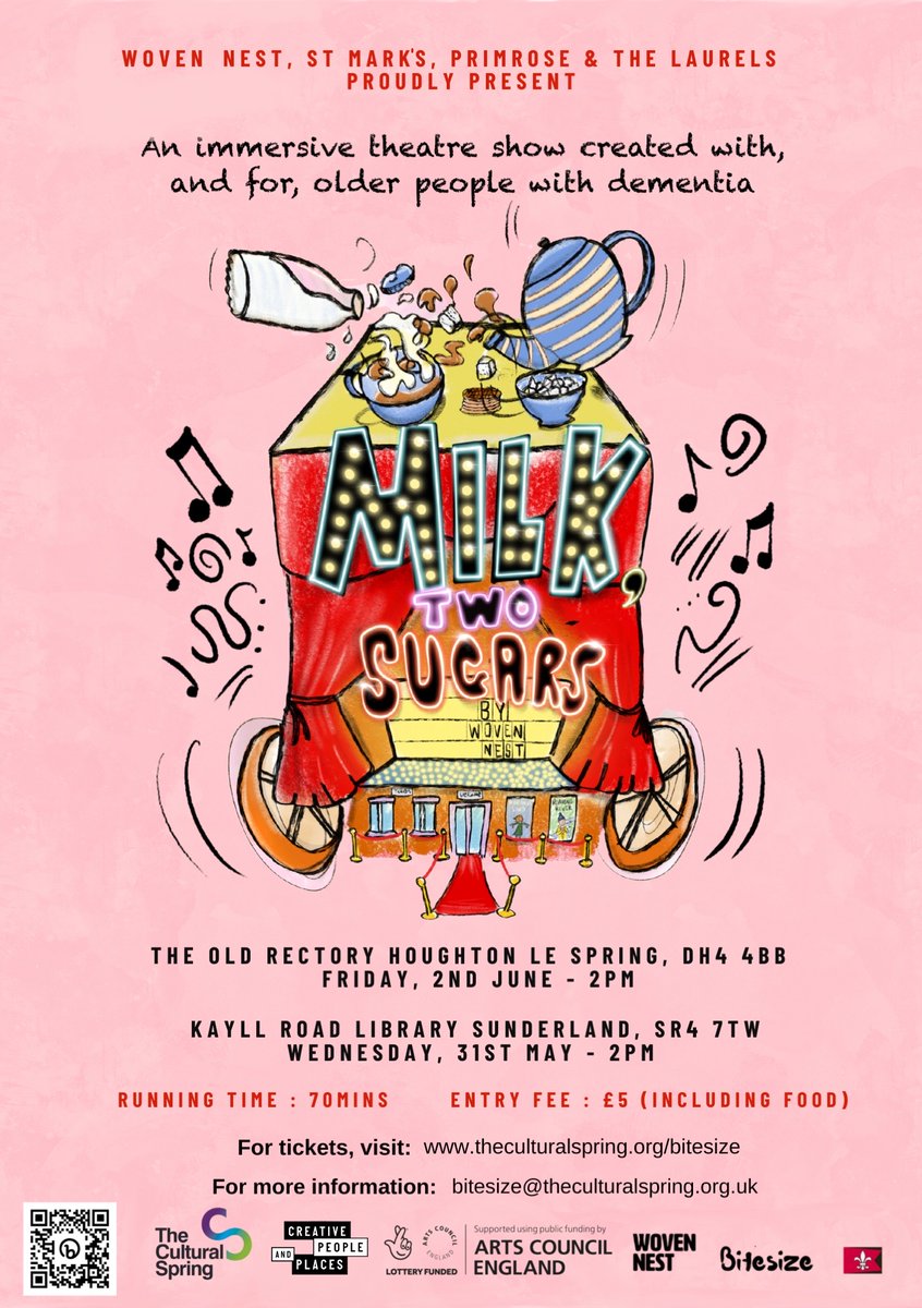 Milk, Two Sugars!
Theatre company Woven Nest are developing an immersive, multi-sensory show for older adults in care homes or community centres. The show is set around a tea trolley, a popular feature in care homes.