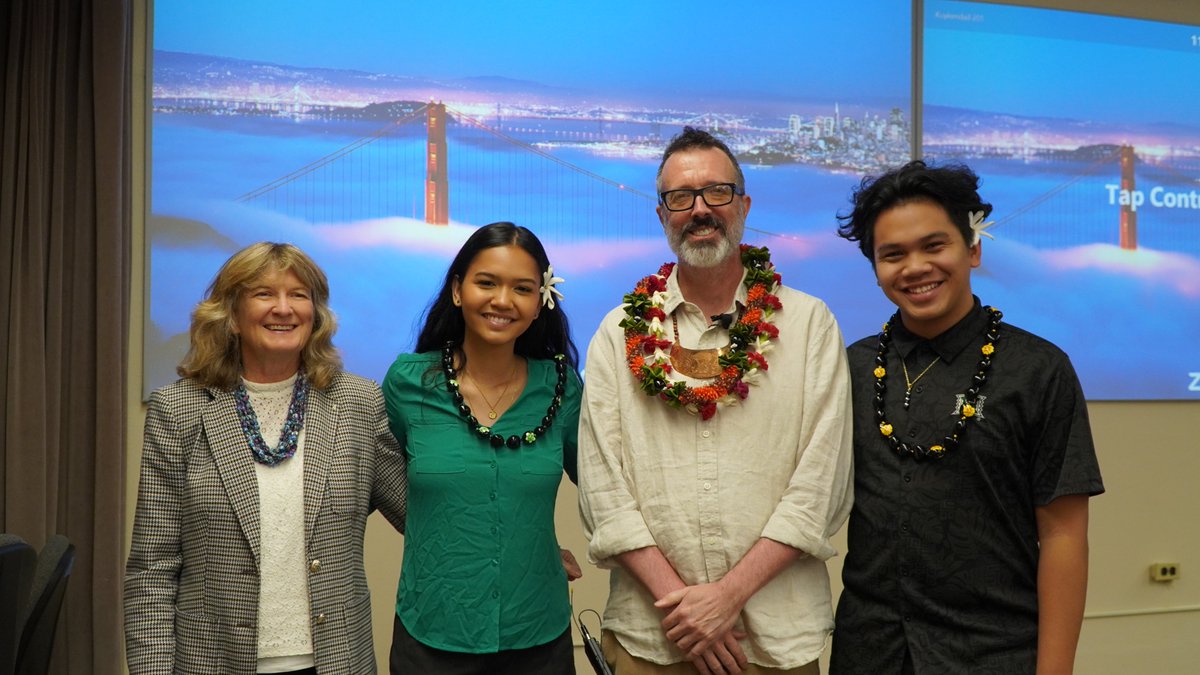 AnnAuman's tweet photo. Press freedom in Native American communities is the exception, says The AP's Bryan Pollard, citizen of the Cherokee nation.  With UH Prof. Ann Auman, journalism students, including Hi'ilawe Neves and Kalawai'a Nunies, and community members. Watch: https://t.co/6N4dE99ItY https://t.co/WRgTjdXW4i