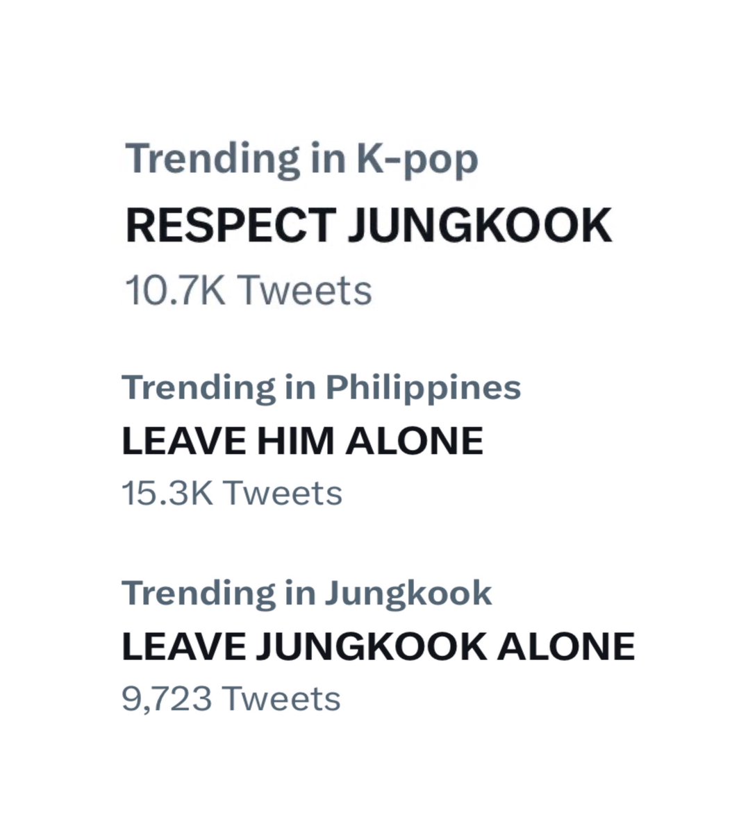JK DAILYʲᵏ (@daily_jkupdate) on Twitter photo RESPECT JUNGKOOK
LEAVE JUNGKOOK ALONE
BIGHIT PROTECT JUNGKOOK #ProtectJungkook
<a href="/bts_bighit/">BTS_official</a> <a href="/BIGHIT_MUSIC/">BIGHIT MUSIC</a> <a href="/HYBEOFFICIALtwt/">HYBE OFFICIAL</a> <a href="/hitmanb/">hitman</a> RESPECT JUNGKOOK
LEAVE JUNGKOOK ALONE
BIGHIT PROTECT JUNGKOOK #ProtectJungkook
<a href="/bts_bighit/">BTS_official</a> <a href="/BIGHIT_MUSIC/">BIGHIT MUSIC</a> <a href="/HYBEOFFICIALtwt/">HYBE OFFICIAL</a> <a href="/hitmanb/">hitman</a>