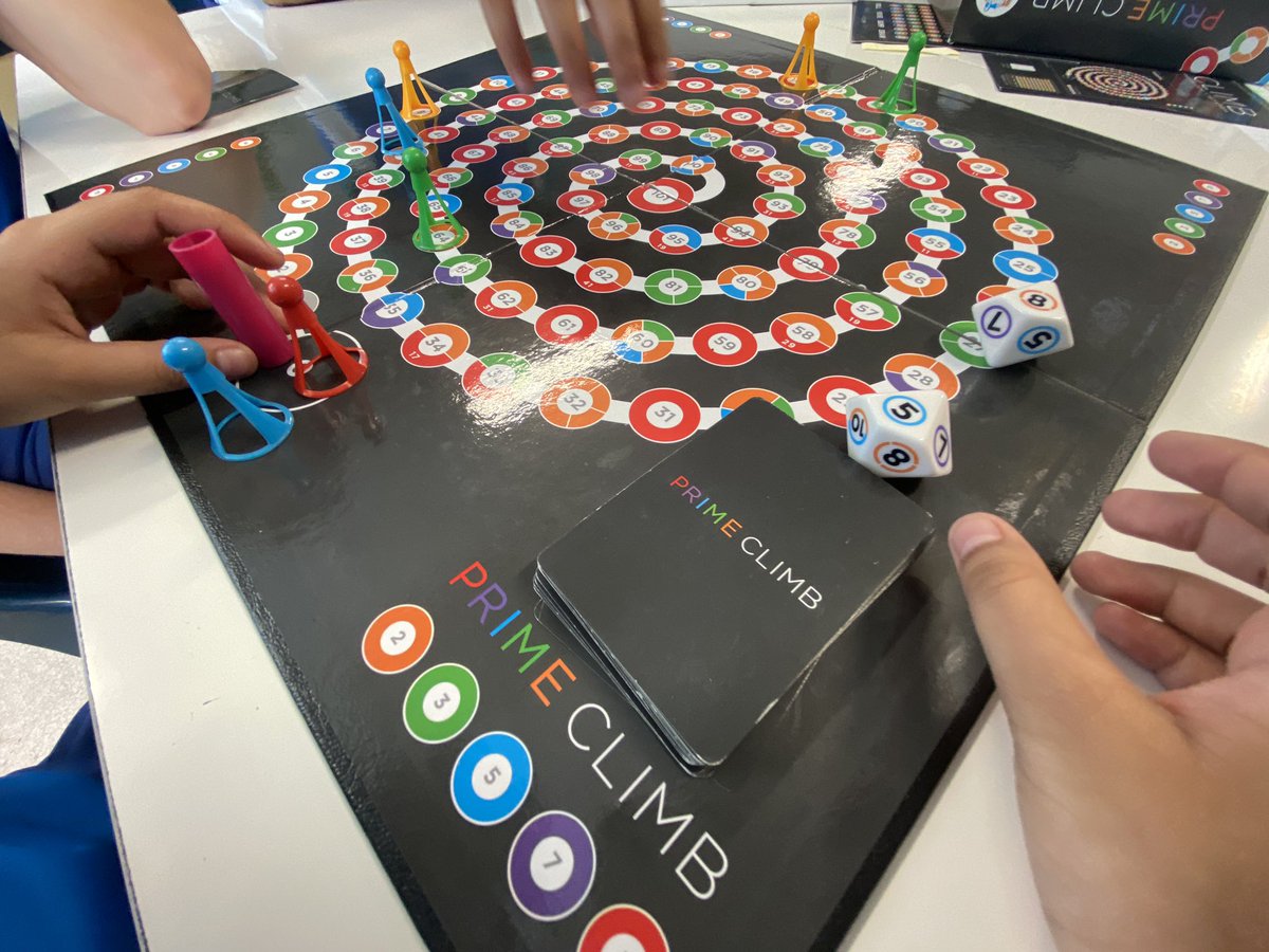 davecaleb's tweet photo. Our Grade 4 students played my all time favourite Math game today: #PrimeClimb. So many options for adding, subtracting, multiplying and dividing. And a bunch of strategy too! #uwclearn #uwcsea #uwcsea_east https://t.co/pIcWWiAGp0