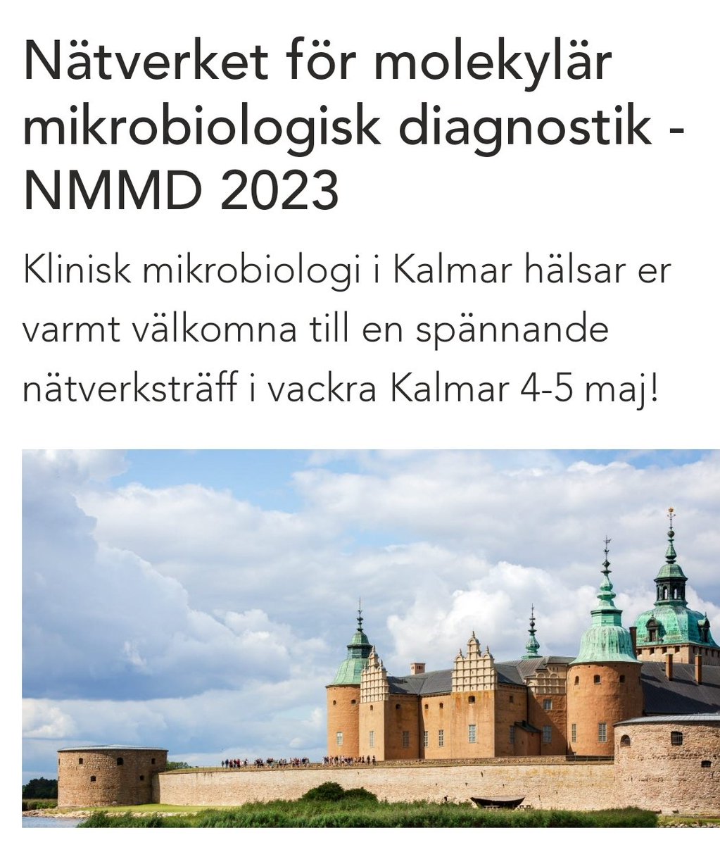On my way for this year Molecular Microbiology diagnostic meeting, NMMD 2023, in Kalmar. 
I will be presenting some parts of the lab work from my current PhD project about MRSA and how I prepare my samples for sequencing with <a href="/nanopore/">Oxford Nanopore</a>
