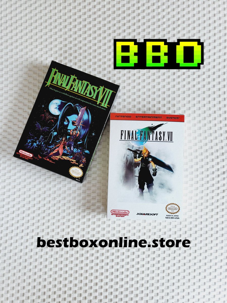 BestBOXOnline1's tweet photo. Two different box versions for a NES homebew game.
#finalfantasy7 #finalfantasyVII #bestboxonline
#nesreproductionboxes #nesreproboxes #nes #nesboxes #nesmanual #nesbox #retrogaming #retrogames #nesreplacementcases #nescollection https://t.co/U0geFND7fN