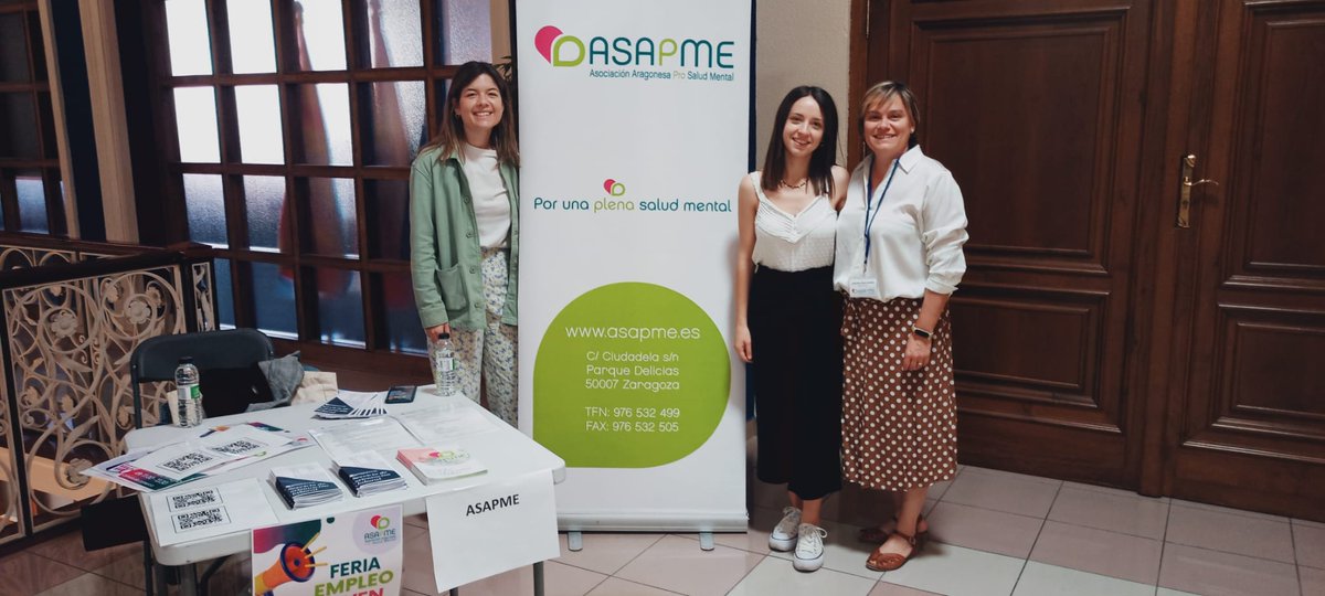 ASAPMEAragon's tweet image. Atendiendo a nuestra labor de promoción laboral de las personas con problemas de #SaludMental, @ASAPME Aragón participa en la II Feria de Empleo y Emprendimiento de @camarazaragoza
Ofrecemos formación,  orientación y colocación. Infórmate 📧✍️asapme@asapme.org
☎️ 976 532499