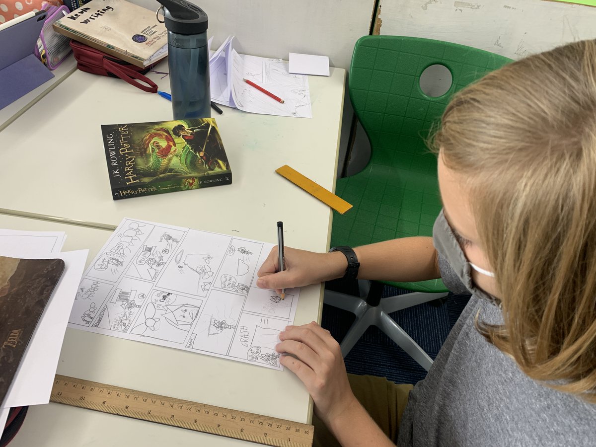 AISCElementary's tweet photo. #AISCGrade5 students are loving the new graphic stories unit in writer's workshop. We certainly have talented illustrators and storytellers across the grade. #AISCElementary #AISCLiteracy https://t.co/tjBiyCQrvi