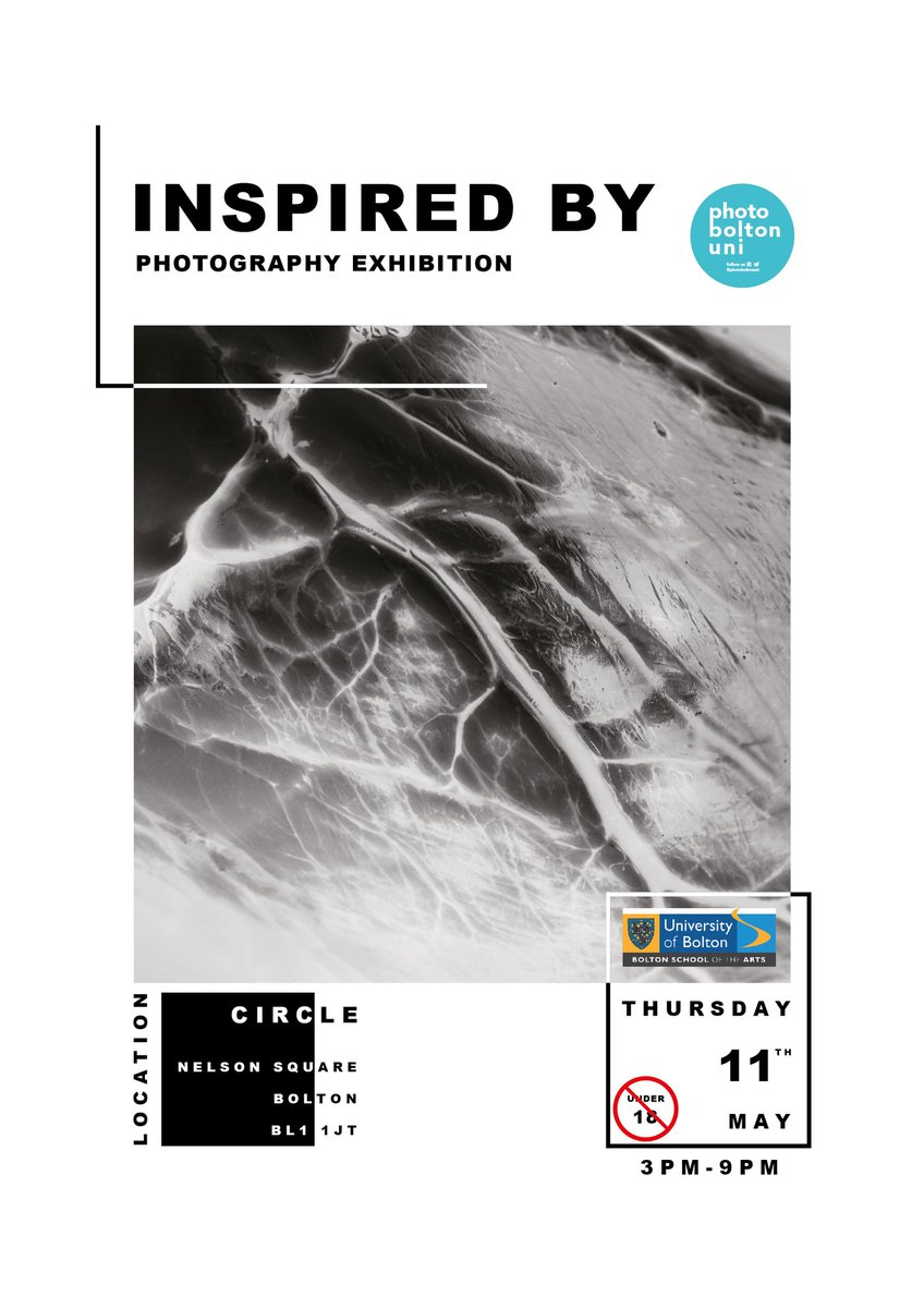 YOU'RE INVITED!🍸🍹💫 Please join us for one-night only: 'Inspired By...' exhibition, 3-9pm, Thursday 11 May 2023, @CircleBolton cocktail bar. Free entry. Great photography from our 2nd yr undergraduates, great drinks, great company 💫 bring yer mates🍹🍸💫