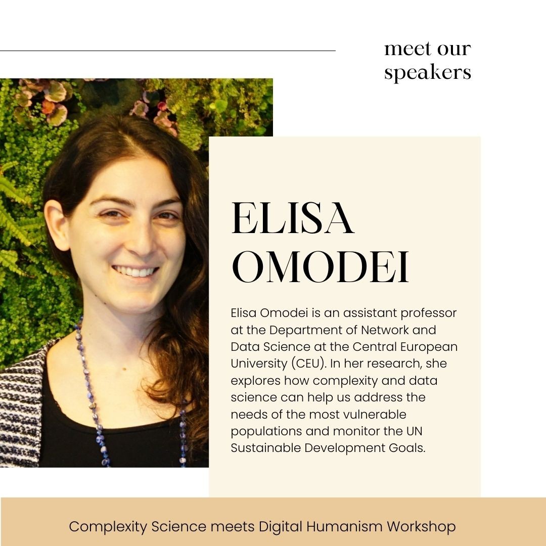 CSHVienna's tweet image. Check out our speakers! @elisa_omodei is one of the guest speakers at the Complexity Science meets Digital Humanism Workshop at the @CSHVienna from May 15 to 17. Learn more and register: bit.ly/41522Cw  

#Digitalhumanism #ComplexityScience #leiwand.ai