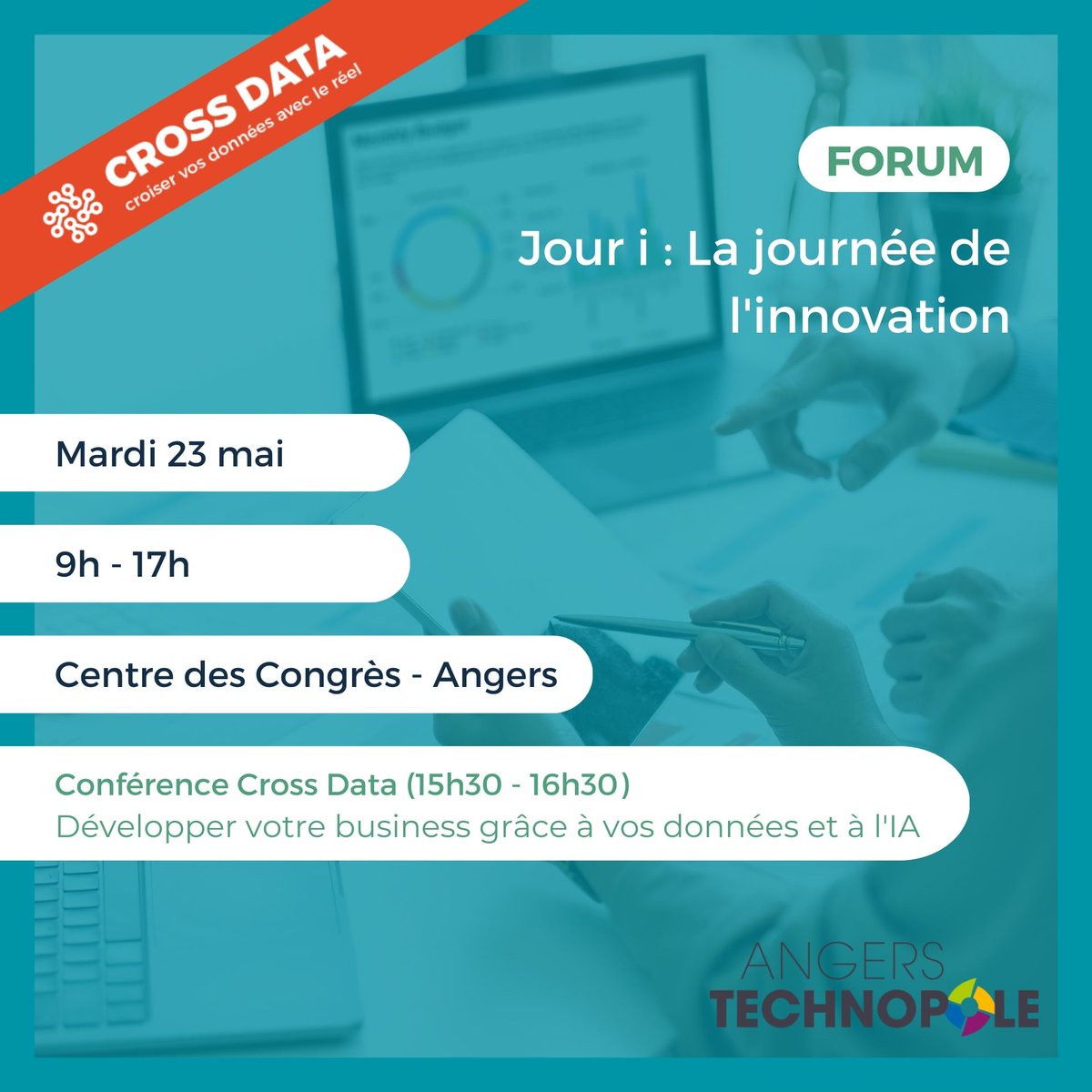 [ JOUR I-NNOVATION 🤖]

RDV le 23 mai au Centre des Congrès #Angers avec <a href="/ATechnopole/">Angers Technopole</a> pour une journée dédiée à l'#innovation &amp; l'#IA !

L'ordre du jour : « Comment l'#IntelligenceArtificielle peut-elle être utilisée dans votre entreprise ? » 💬

🎟️Infos : angerstechnopole.com/le-jour-i/
