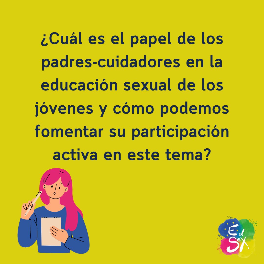 EdSexUclm's tweet photo. ¿Cuál es el papel de los padres/cuidadores en la educación sexual de los jóvenes?
¿Cómo podemos fomentar su participación activa en este tema?
Cuéntanos tu opinión en comentarios

https://t.co/ofN84Tg2f4

#edsex #uclm #castillalamancha #toledo #universidad l https://t.co/jWmqOhEeQd
