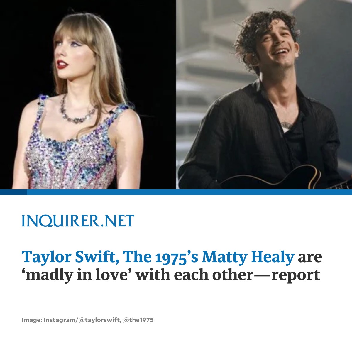 inquirerdotnet's tweet photo. 'SHE AND MATTY ARE MADLY IN LOVE' 

Taylor Swift has reportedly been dating The 1975 frontman Matty Healy, and the two musicians are “both massively proud and excited about this relationship.”

READ: https://t.co/0GnB2KfyGe https://t.co/bxLOmIwcDx