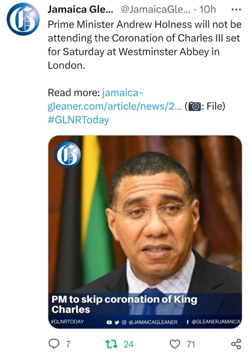 🇯🇲 Jamaican Prime Minister Andrew Holness who sacked #PrinceWilliamIsAnAbuser and #KateMiddletonIsAMeanGirl on live TV during their disastrous racist tour of the Caribbean says NO to #UK #Coronation #ConANation. #Commonwealth says bye to #RacistRoyalFamily and #ToxicBritishPress.