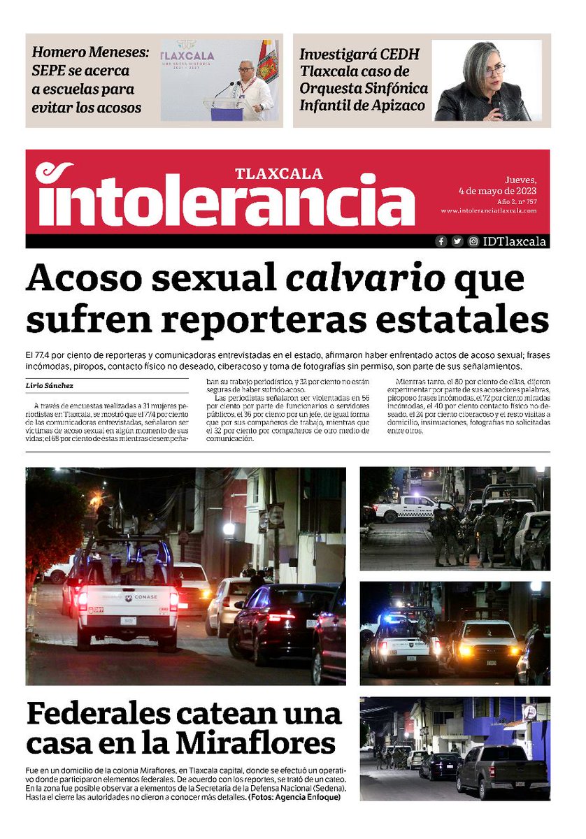 ¡Buen día, #Tlaxcala! 🌇

Te invitamos a informarte con nosotros. 👨‍💻

Aquí compartimos nuestra portada. 🎯