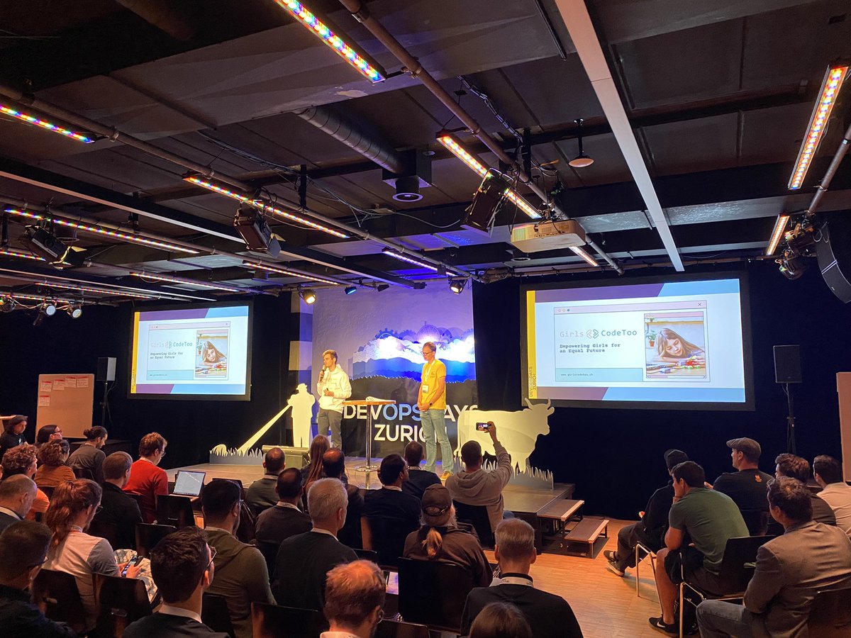 Wankinobi75's tweet photo. DevOpsDays Zurich supporting Girls Code Too with a donation this year. Awesome! ❤️ #dodzh @DevOpsZH https://t.co/Fh8M9eA4NP