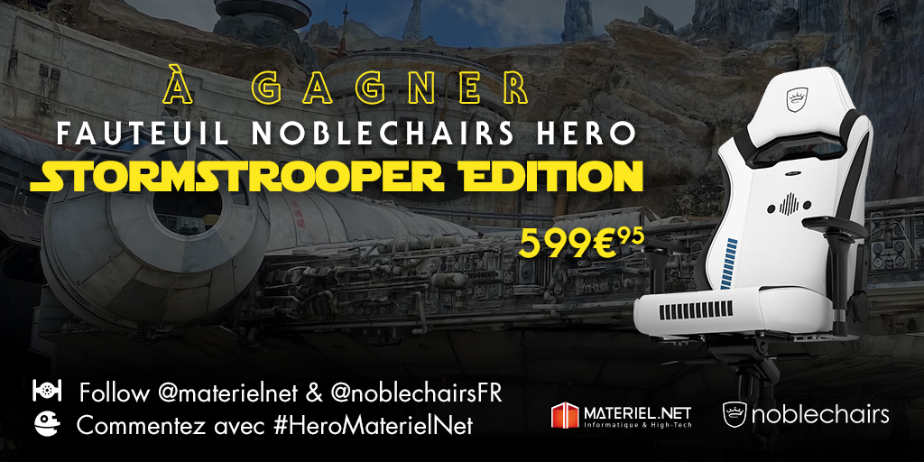🎁 ⒸⓄⓃⒸⓄⓊⓇⓈ 🎁

Quoi de mieux qu'un fauteuil Noblechairs HERO Stormtrooper Edition pour célébrer le #MayThe4th ? 🤍

Votre chance vous devez tenter ⤵️
☑️ Follow <a href="/materielnet/">Materiel.net</a> &amp; <a href="/noblechairsFR/">noblechairs France</a>
☑️ Commentez avec #HeroMaterielNet

👉 bit.ly/3NEcz3J
🎰 TAS 12 mai
