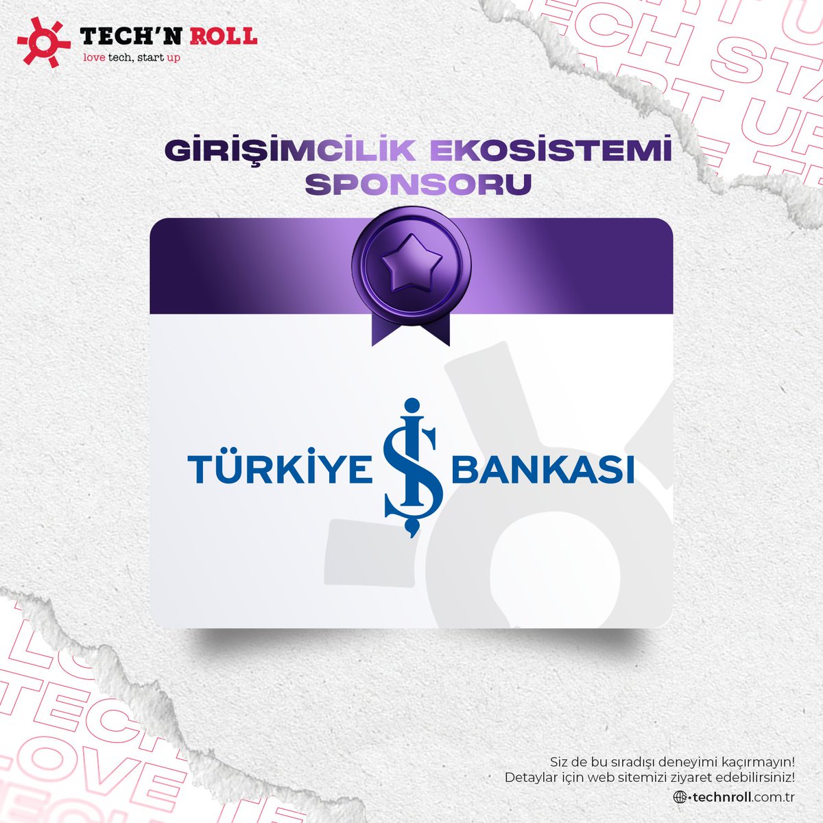 techn_roll's tweet photo. Tech'n Roll 2023 Girişimcilik Ekosistemi Sponsorumuz Türkiye İş Bankası’na teşekkür ediyoruz.

Tech'n Roll'e hoş geldiniz. ✨✨✨

#TechnRoll #techtogether #starttogether #gametogether #demoday #kuluçka #WE4GAME #lovetechstartup https://t.co/kB3IknP9LM