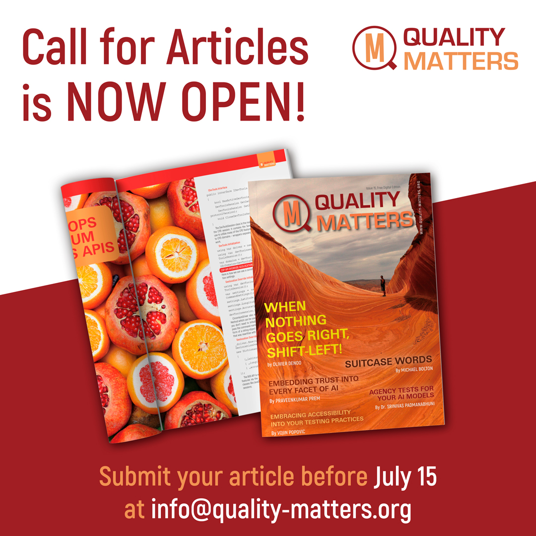 Call for Articles for the new issue of Quality Matters is now open!
Check out our full author requirements, as well as possible topics here: quality-matters.org/index.php?page…

And send us your article no later than July 15 at info@quality-matters.org for the chance to be featured !