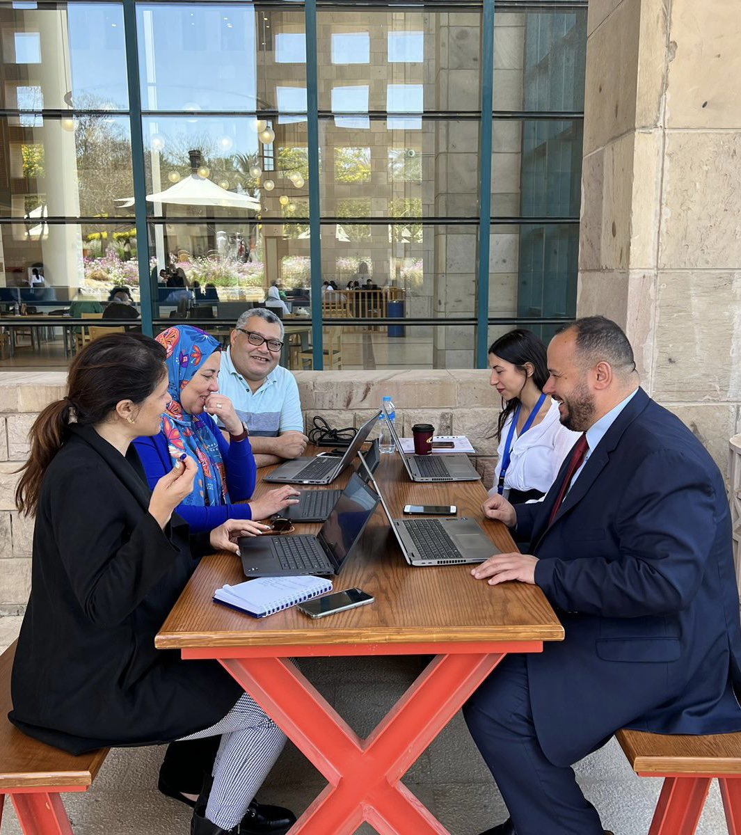 mowafy_amal's tweet image. The teams of #USAID_Egyptian_Pioneers and #USAID_Scholars_Activity are putting their heads together. Something big is in the making. This is #AUCDriven where #Collaboration and #Learning are at their best.Stay tuned…