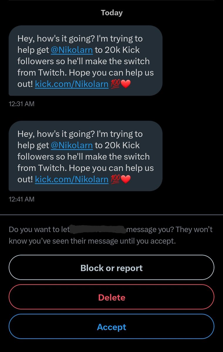 GodDamnGundy's tweet photo. New tactic to gain followers:
Message random people who have no knowledge of you, to follow someone you follow on another platform...so they will be enticed to go to said platform.
I don't even know who you are!
Please don't do this!
#wtf #StreamerCommunity #twitterfails https://t.co/3Rp9jEbSbP