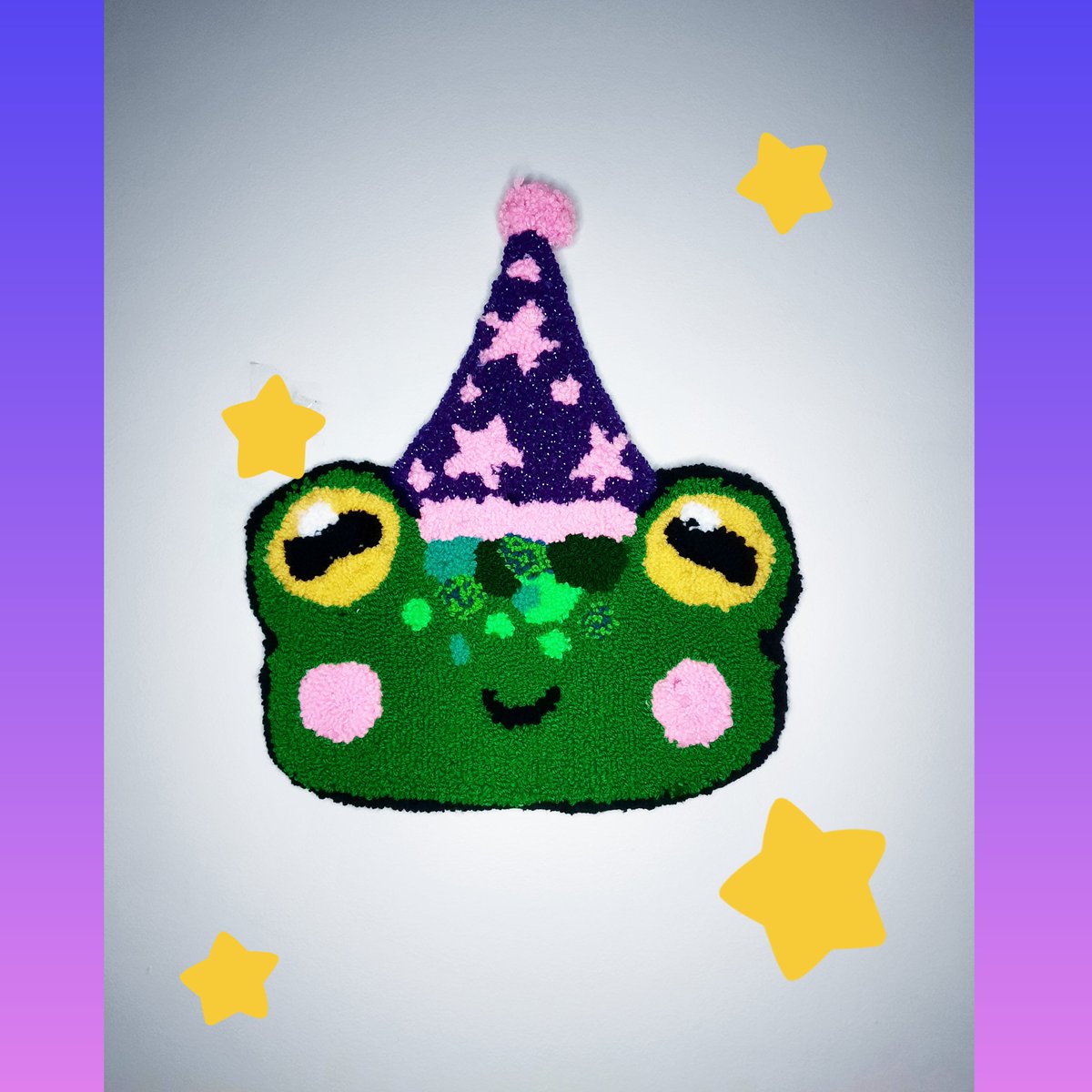 Slipknots_baby's tweet image. I too have dabbled in wizard frogs. Here's a wall rug. #wizardfrog