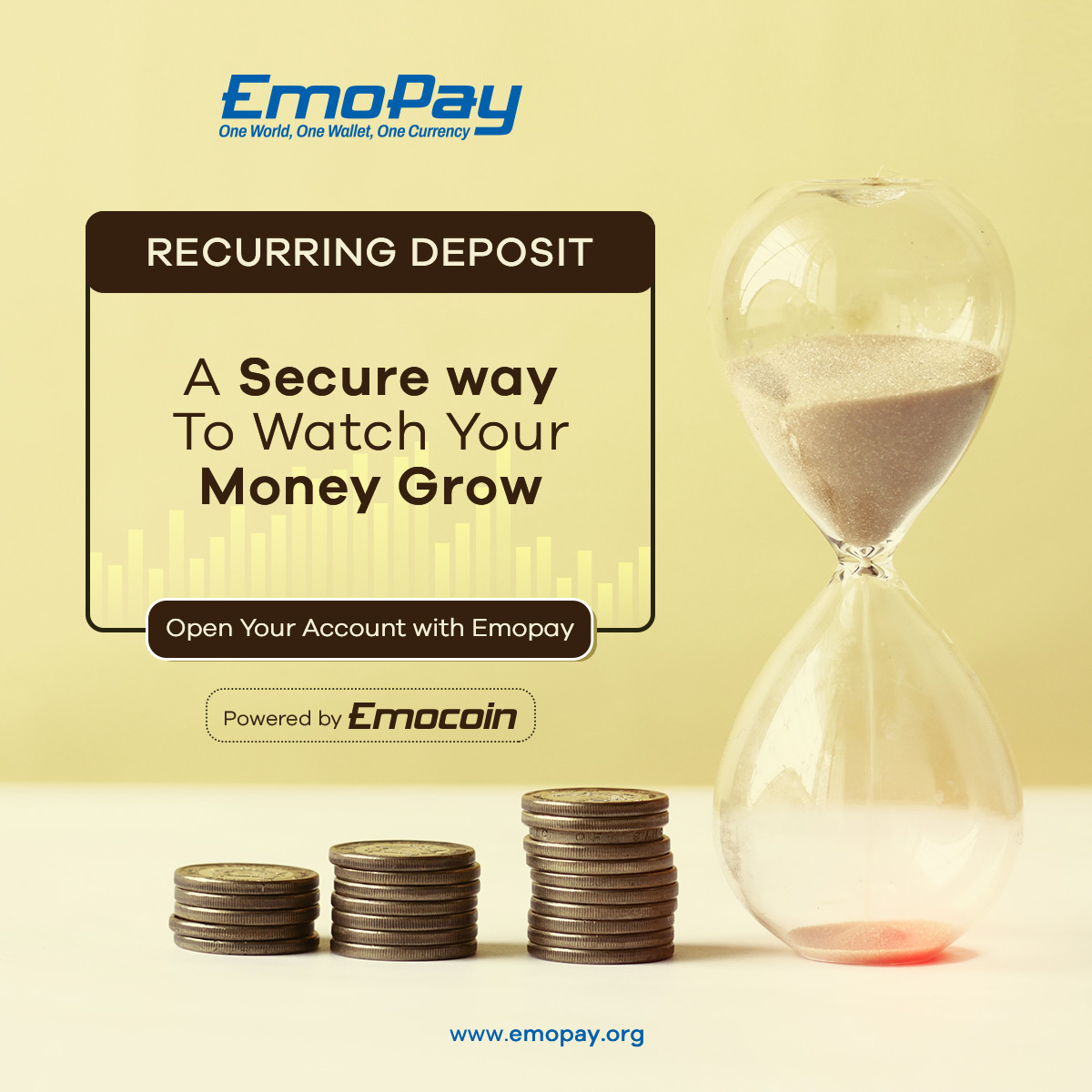 Don't wait for tomorrow to secure your financial future.💰
Start investing in Emopay's recurring deposit account today at emopay.org

#FinancialFreedom #cryptocurrency #Emocoin #wealthmanagement #RecurringDeposit #Emopay #thursdayvibes #thursdaymorning #investment