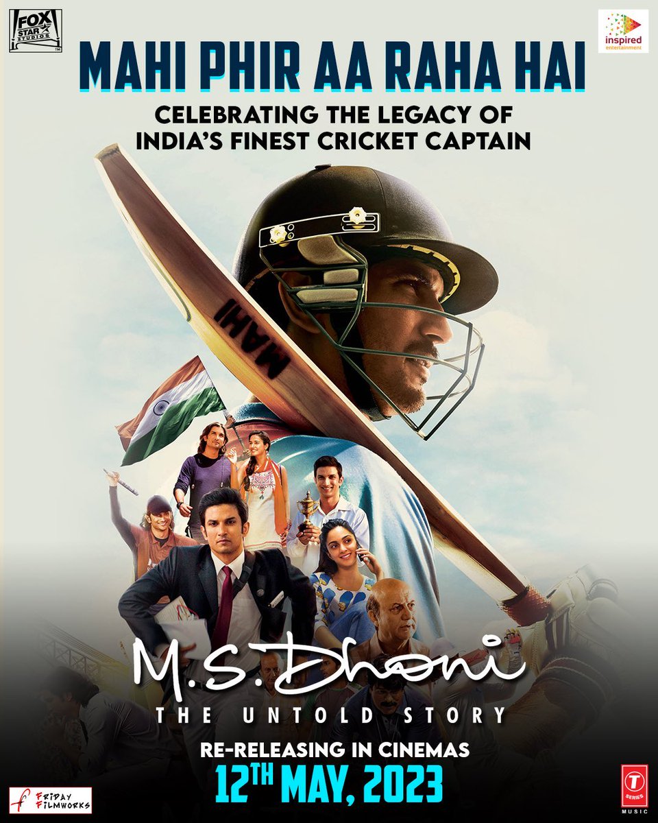 CricCrazyJohns's tweet photo. MS Dhoni - The Untold Story will be Re-Releasing on May 12th. 

One of the great Sports movies in India. https://t.co/ZLUNXH9m3N