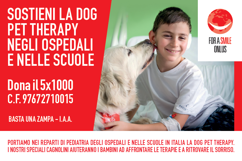 Forasmileonlus's tweet photo. DONA IL 5X1000
Sostieni la #Dogpettherapy per i bimbi negli ospedali e scuole in Italia

COME:
-5x1000 - C.F. 97672710015
-B.B.- IBAN: IT21A0321101001052876651990
-BOL. POST C/C Postale n° 72960131
-PAYPAL: sul sito https://t.co/zCBU3CwIsX
-SATISPAY: cercando For a Smile Onlus https://t.co/YLLgwLBPxo