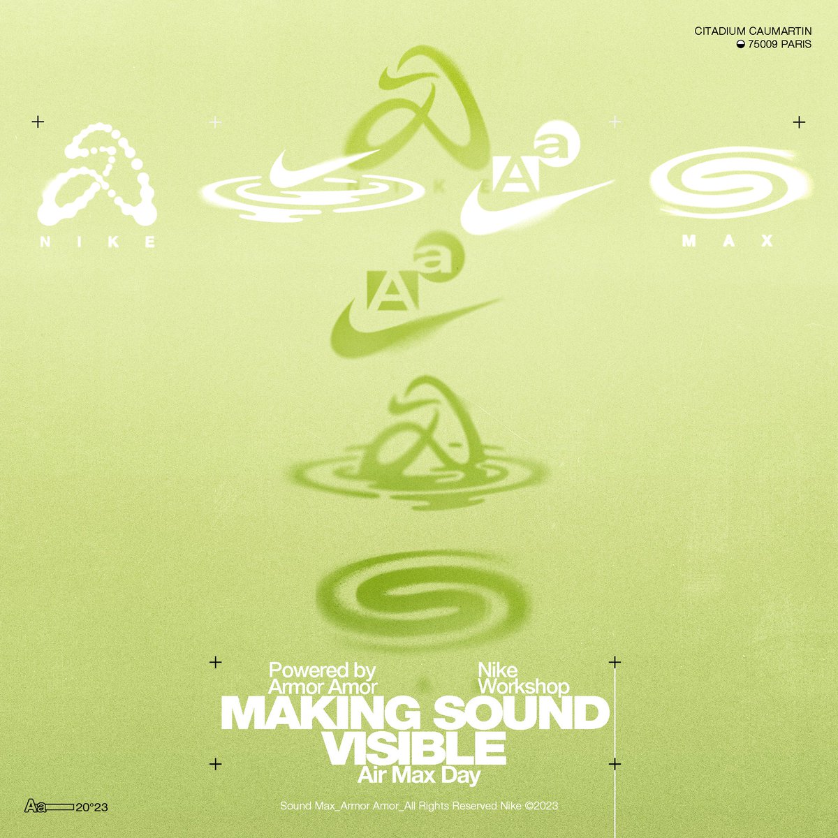 ARMORAMOR_'s tweet image. SOUND MAX : Making sound visible. 🔉
NIKE® x ARMOR AMOR®

Nous avons imaginé et animé des ateliers pour #AirMaxday

_Comprendre les concepts de cymatique et de vibration sonore 🔉
_Créer des motifs sonores uniques à travers des plaques Chladni 🌀
_Personnaliser son tshirt 👕