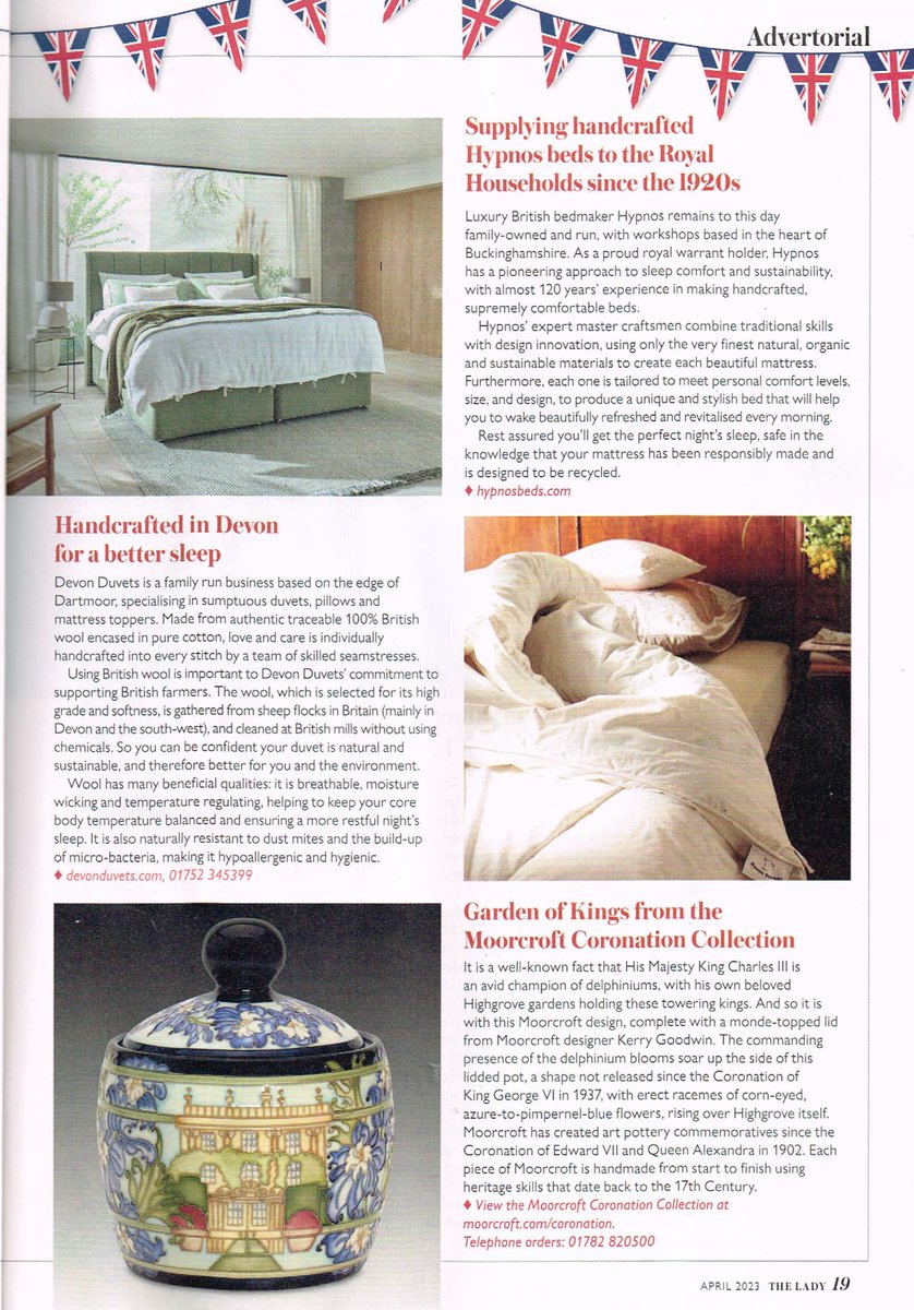 DevonDuvets's tweet photo. 🌟 Devon Duvets featured in @TheLadyMagazine as one of the 'Best of British' brands! Crafting luxurious, sustainable duvets, pillows & mattress toppers with 100% British wool. Proudly supporting local farmers & environment 🌿🛌 #DevonDuvets #BestofBritish #TheLadyMagazine https://t.co/i6TEnx4nf2
