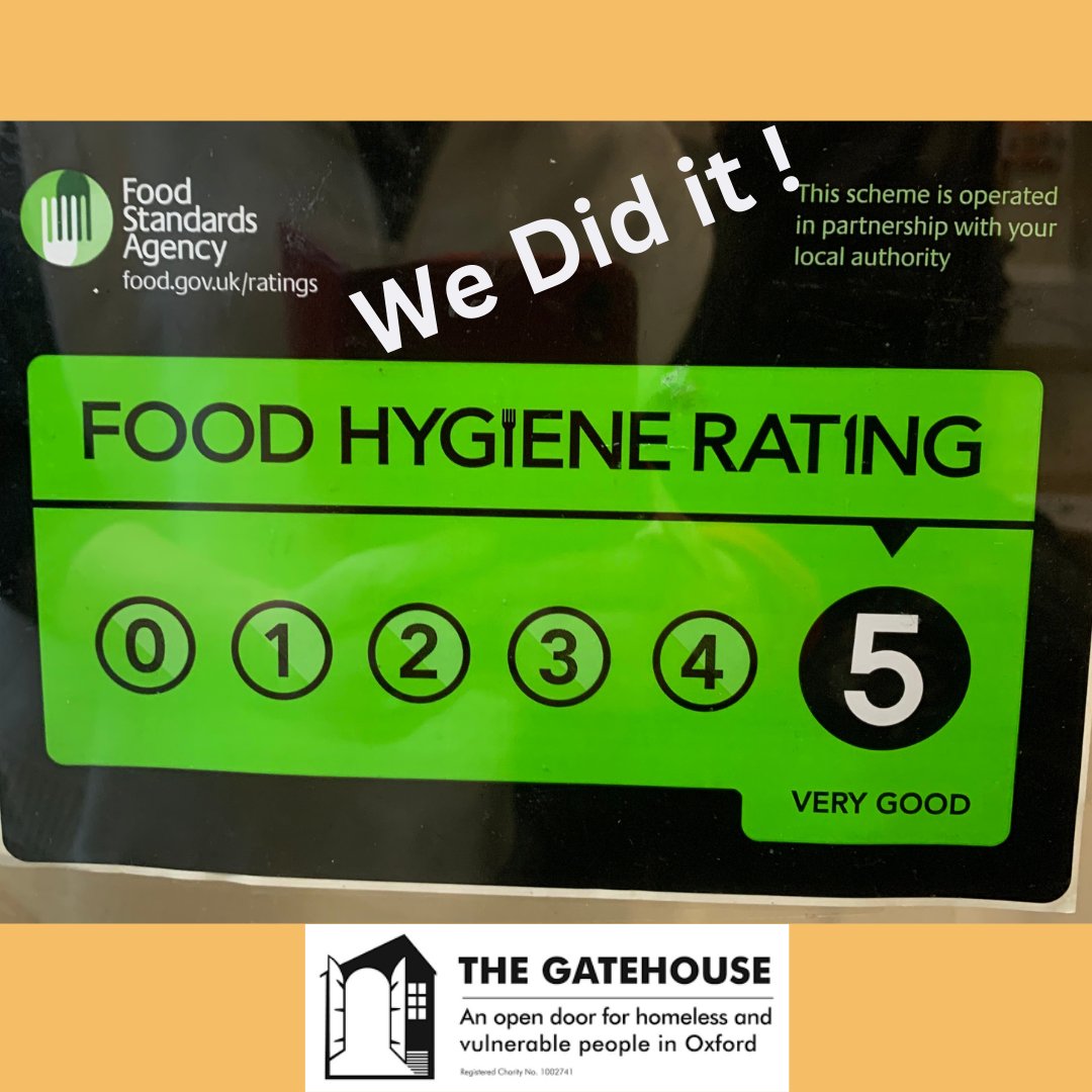GatehouseOxford's tweet photo. We wanted to share with you the news of our 5 star food hygiene rating. 
Well done to all The GatehouseTeam who together make this possible  🤝
#communitiescan #makeadifference #sanctuaryfirst
#togetherwecan
#oxfordshirecommunity https://t.co/AOKSe4KfOm