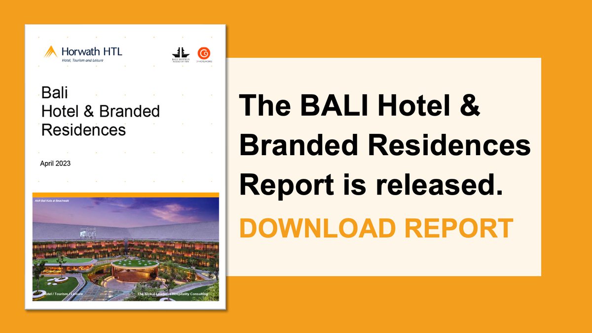 HorwathHTLcorp's tweet photo. New Report Klaxon! Bali Hotel &amp; Branded Residences report in conjunction with C9 Hotelworks and the Bali Hotel Association | Horwath HTL Corporate @jpchappell @JohnFareed @C9Hotelworks @BaliHotelsAssn  https://t.co/1Mdfil2FpN https://t.co/eoQ95G5pNd