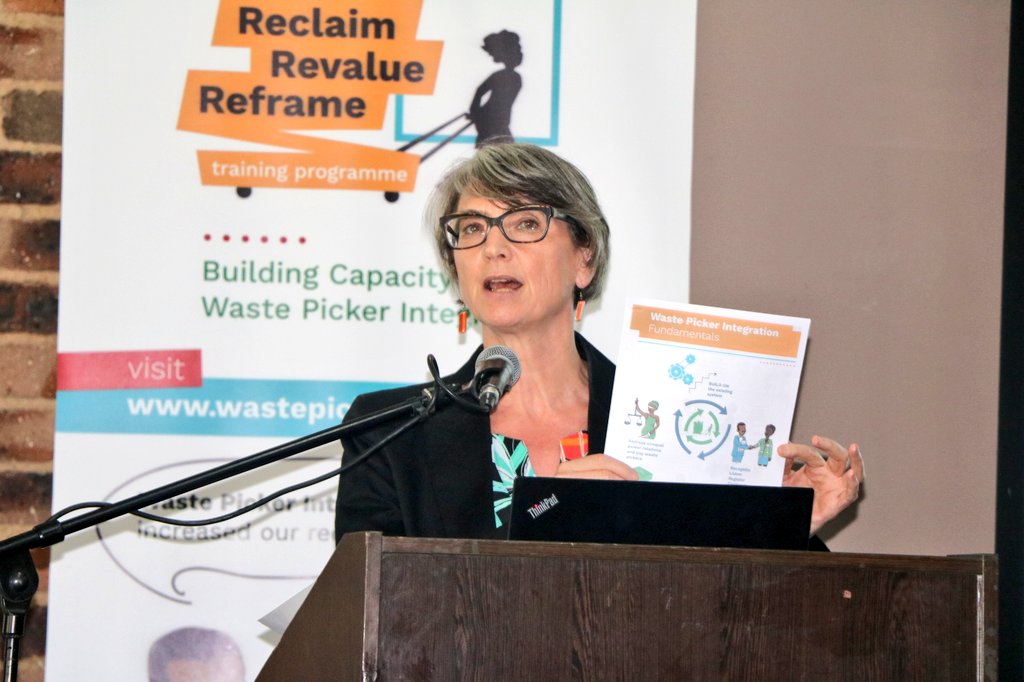 environmentza's tweet photo. @go2uj Prof Melanie Samson explaining what is #WastePickerIntegration & it's implementation. #Recycling https://t.co/WABNYukkHH