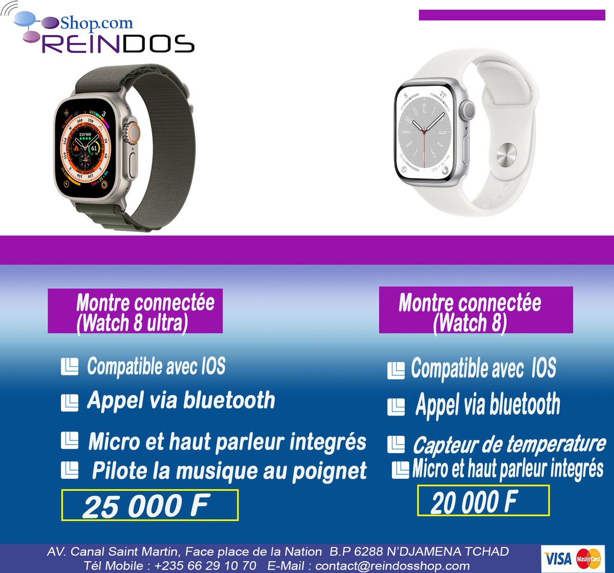 Reindos_Shop's tweet photo. #Montre_Connectée
Commandez vos montres intelligentes et Connectez-le à votre téléphone :

Super chic et facile à utiliser et le tout à un prix raisonnable et de bonne qualité. Vous pouvez commander directement sur le site https://t.co/4Vbkec6DhL  ou appelez le +235 61 91 91 79 https://t.co/2G3TH2Xpmt