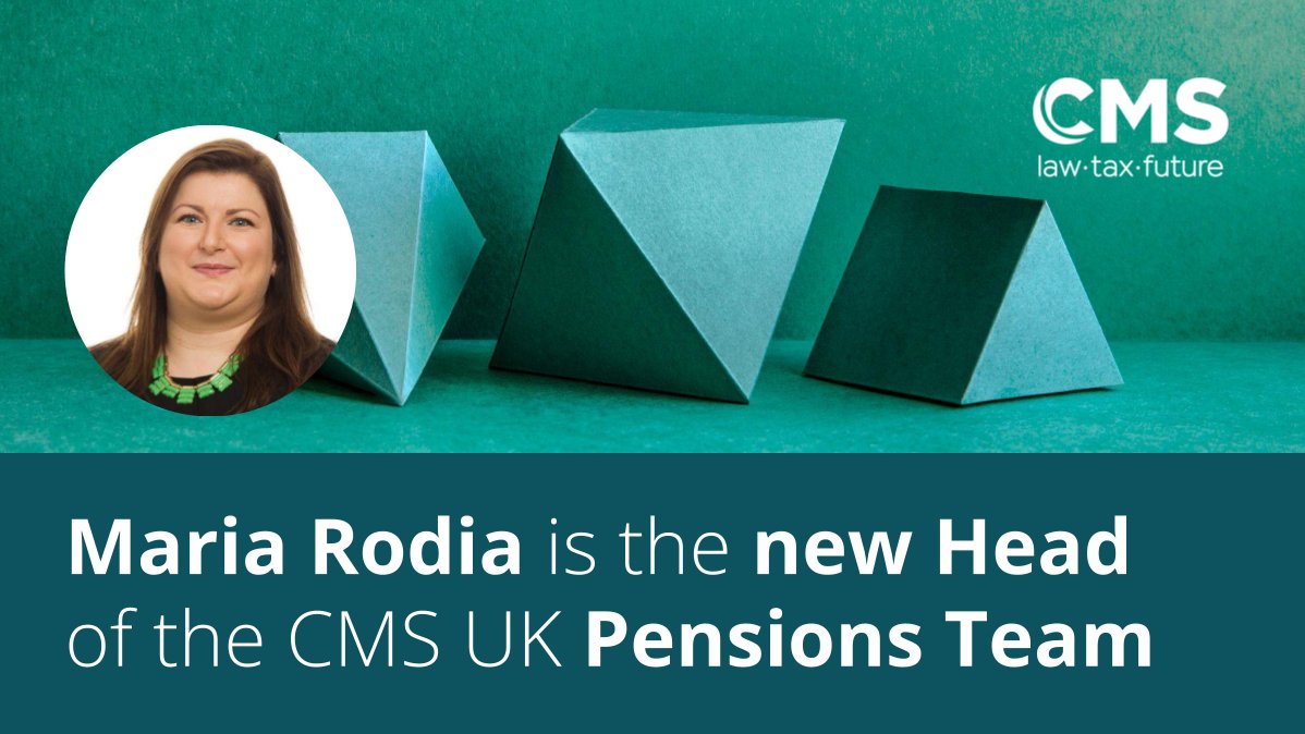 CMS_UK_Pensions's tweet photo. We are delighted to announce that Maria Rodia is the new head of our team! #CMSPensions https://t.co/enafsyzxhq