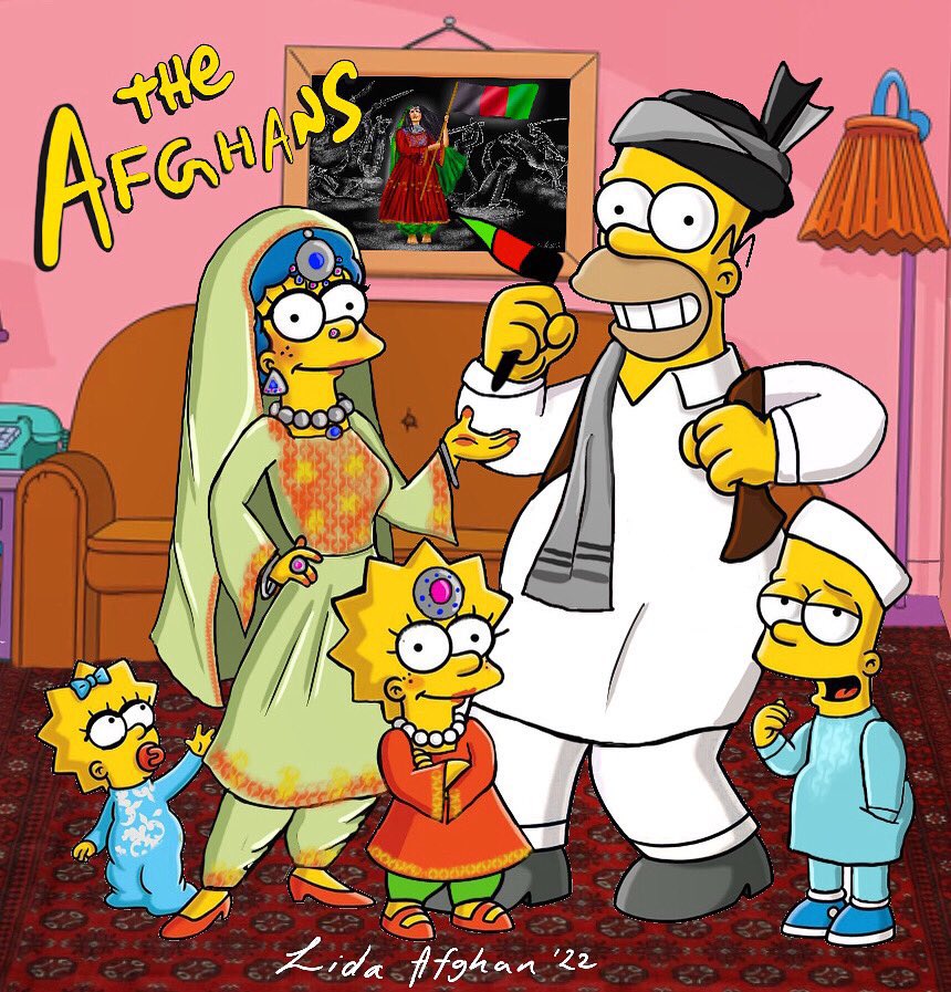 Farhad Darya told me he likes me Afghan Shrek and Simpson artwork🥹🤗🎨! 

From looking up to his Watani songs - to getting compliments from the man himself on my Watani art. 
#Art #Simpson #AfghanCulture 

Instagram: <a href="/lidaseyes/">Lida Afghan</a> 
Artist: Lida Afghan