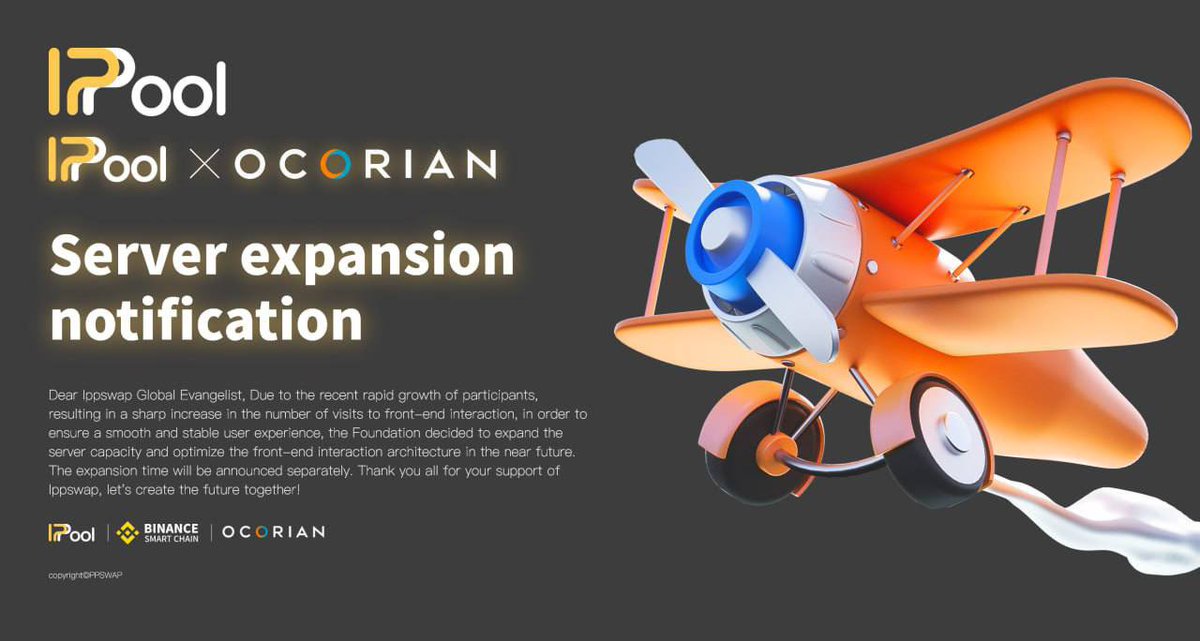 Dear Ippswap global evangelist, due to the recent rapid growth of participants, the server will be expanded soon, and the expansion time will be notified separately.