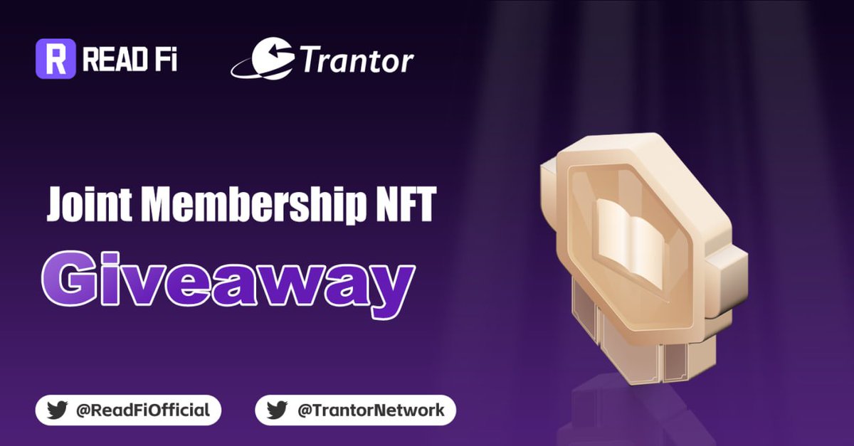 🎉ReadFi x Trantor #Giveaway

🏆Prize pool
❤️10 Trantor NFT #WL
🎮10 ReadFi Bronze #NFT WL

🌟Rule
1⃣Follow <a href="/ReadFiOfficial/">ReadFi</a> &amp; <a href="/TrantorNetwork/">Trantor</a> 
2⃣RT &amp; Tag 3 friends
3⃣Drop Bep20 address

⏳Ends 72 hours

#WLGiveaways #Giveaway #BNBChain #SUI