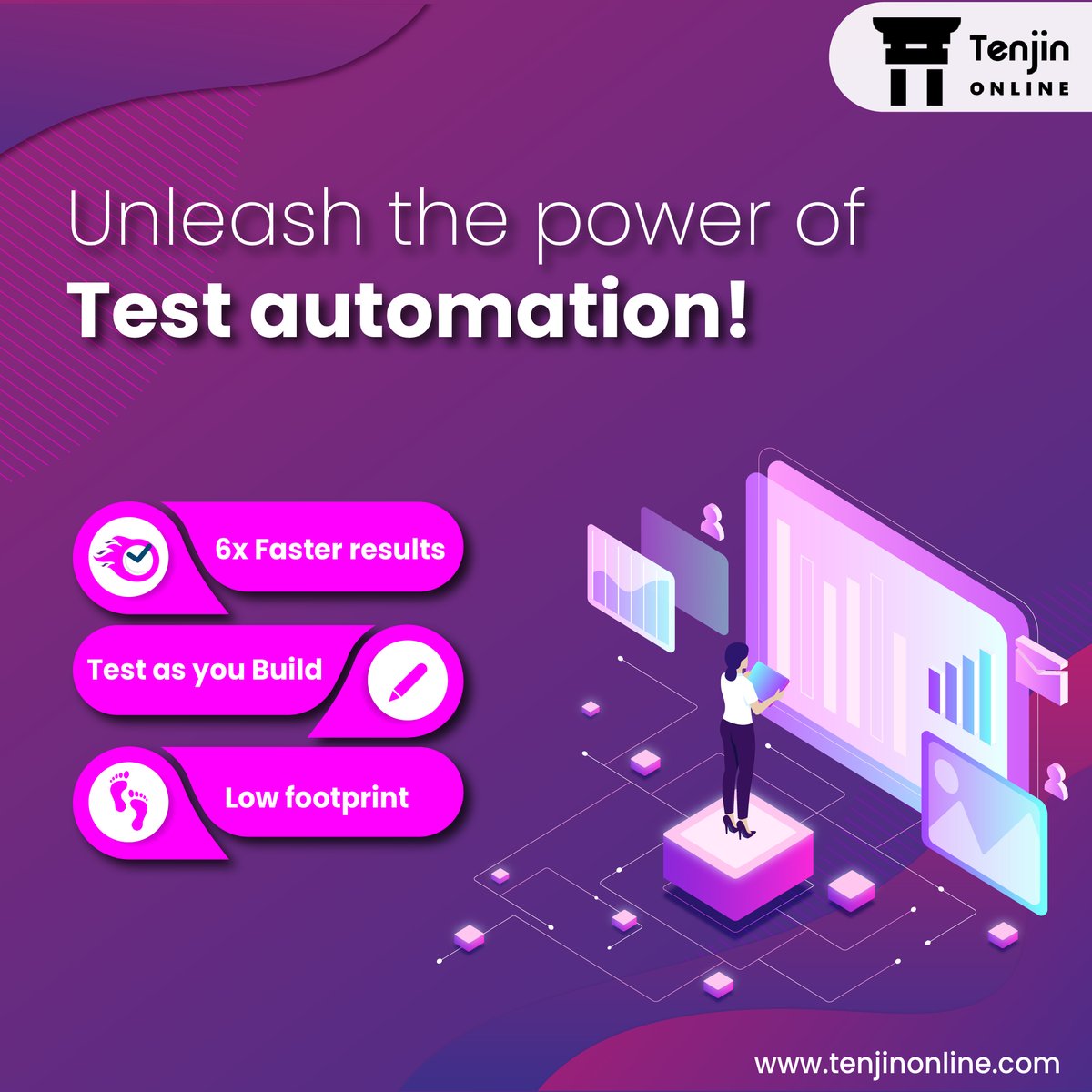 TenjinOnline's tweet photo. Accelerate your test automation efforts like never before.  Tenjin Online is available for a free trial, why don’t you check its capabilities for yourselves - https://t.co/4X0vUs0vuk

#softwaretesting #automation #tenjinonline #codelesstestautomation #withautomation https://t.co/uZaRHiVD2T