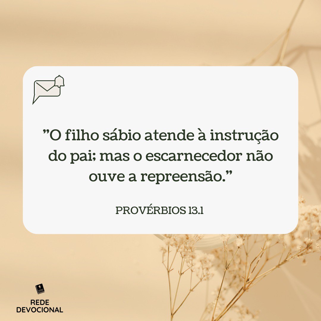 rededevocional's tweet photo. 📖 O filho sábio aceita a disciplina de seu pai; o zombador se recusa a ouvir a repreensão.
Provérbios 13:1 

✅ #versículo #versículododia #leiaabiblia #bíblia #devocional #devocionaldiario #rededevocional #Dia124 #filhos #sabio #disciplina #Ouve #Proverbios #Bomdia https://t.co/sUltYo7ZuG
