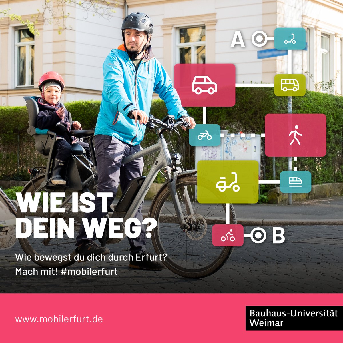 bauhauslab's tweet photo. Start unserer Mobilitätsstudie 🚈 🚲🚗 #mobilerfurt, durchgeführt von @bauhaus_uni zur Erforschung der #Mobilitaet in #Erfurt. Wie bewegen Sie sich durch #Erfurt? https://t.co/uJggd02Lqf https://t.co/gqEUeFhHba