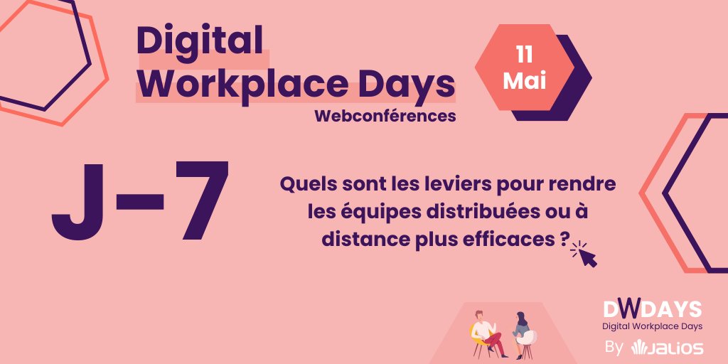 Jalios's tweet photo. [Save the Date - 11 mai : Webconférences Digital Workplace Days]

Quelles stratégies adopter pour travailler efficacement avec des équipes distribuées ?

Participez à la journée #DWDays dédiée au #knowledgemanagement &amp; aux #équipesdistribuées 
👉https://t.co/I5EA0wl68I https://t.co/ceiRlBiBo8