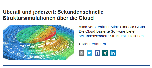 Heute im #Newsletter vom <a href="/ac_magazin/">AUTOCAD & Inventor</a>:  Überall und jederzeit: Sekundenschnelle Struktursimulationen über die #Cloud  
autocad-magazin.de/ueberall-und-j…  #Altair #SimSolid #StrukturSimulation #Simulation #sekundenschnell